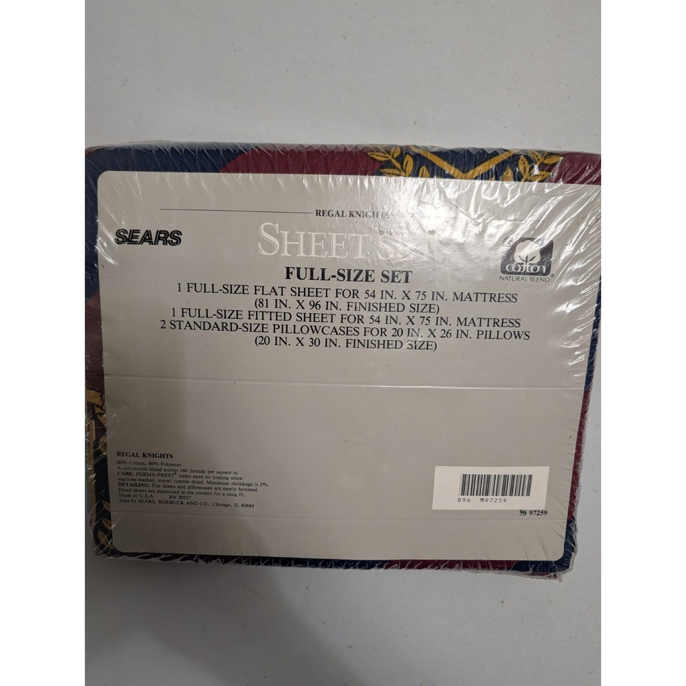 Vintage Sears Sheets Full Sized Set Regal Knights Perma Prest